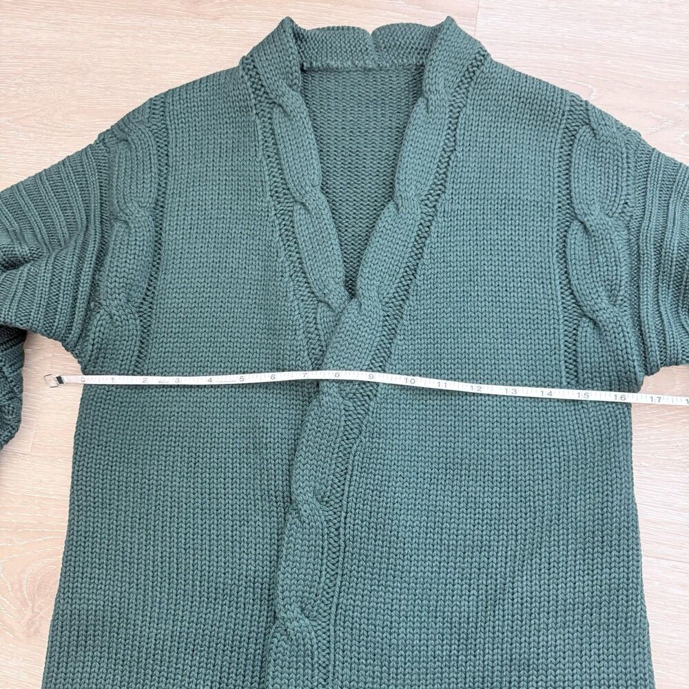 VTG Adrienne for SW1 Virgin Wool Longline Cardigan Quiet Luxury Inky Green 80s S - Picture 8 of 16
